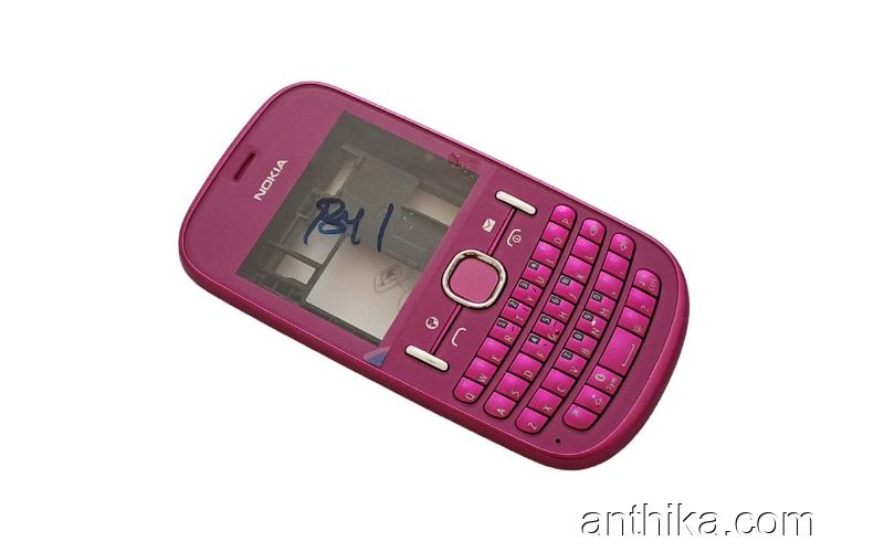 Nokia Asha 200 Kapak Kasa Tuş Original Full Housing Pink New