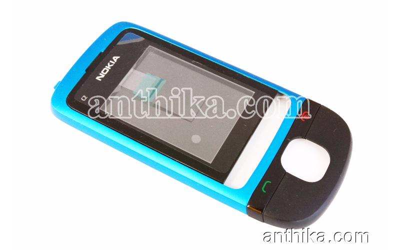 Nokia C2-05 Kapak Original Front Cover Lens Blue New 0258626