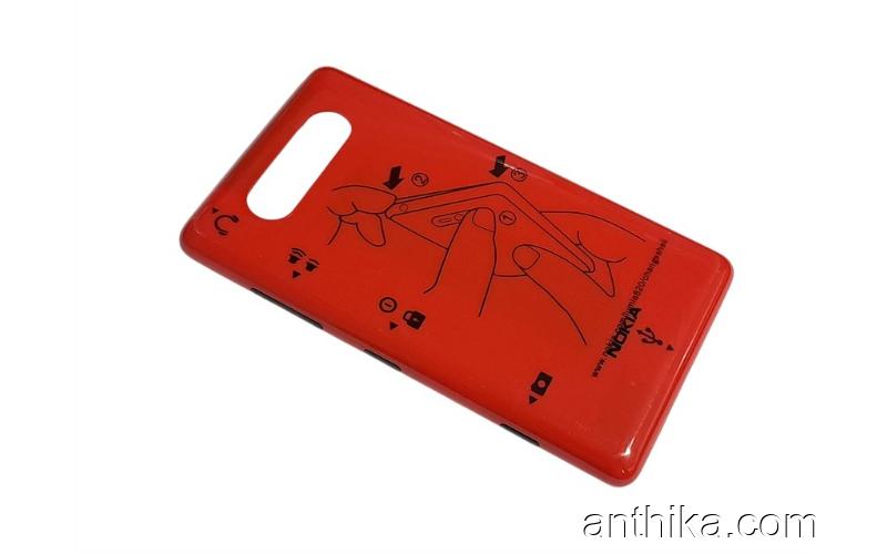 Nokia Lumia 820 N820 Kapak NFC Anten Original Battery Cover Red New