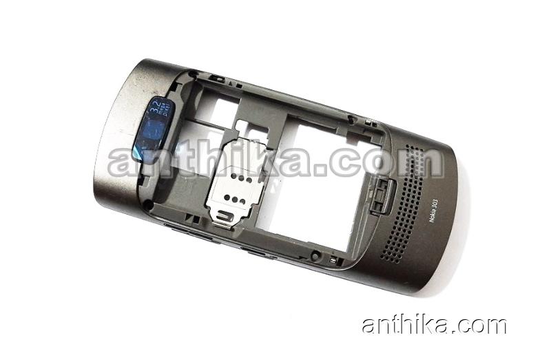 Nokia 303 Asha Kasa Original Middle Cover Gray New