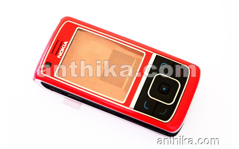 Nokia 6288 Kapak Kasa Tuş Original Full Housing Red Black New