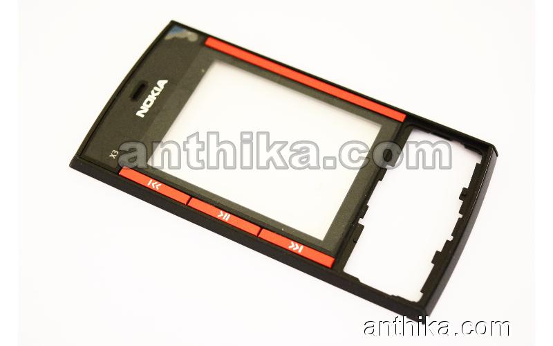 Nokia X3-00 Kapak Original Front Cover Red Black New 0254838