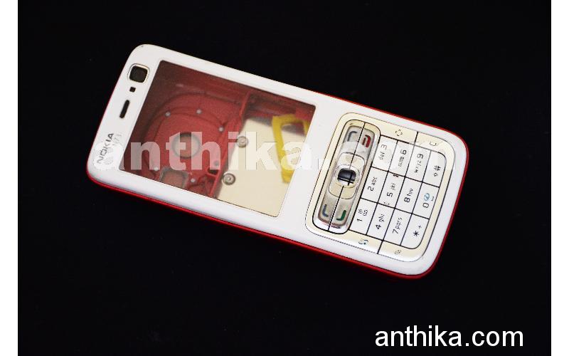 Nokia N73 Kapak Kasa Tuş Original Full Housing White Red Used