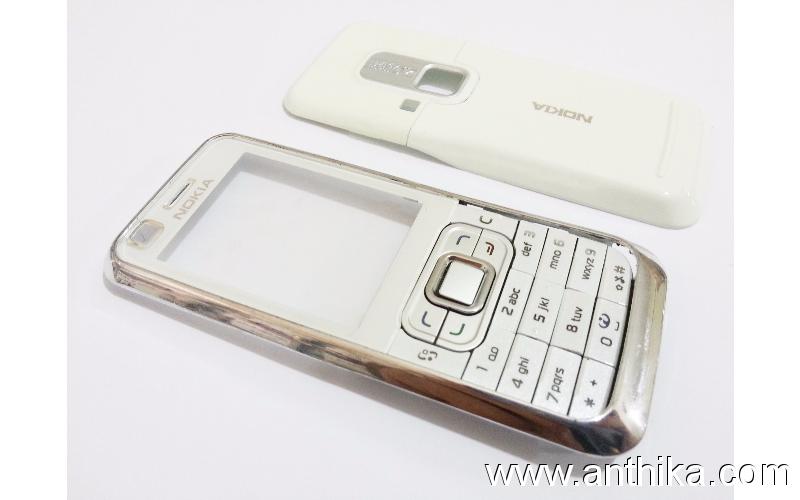 Nokia 6120 Classic Kapak Takım White Silver Cover