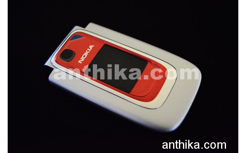 Nokia 6131 Kapak Original Front Cover Silver Red New 0268878