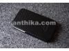 Apple Iphone 4 4G Kapaklı Kılıf Hard Case Black Carbon New