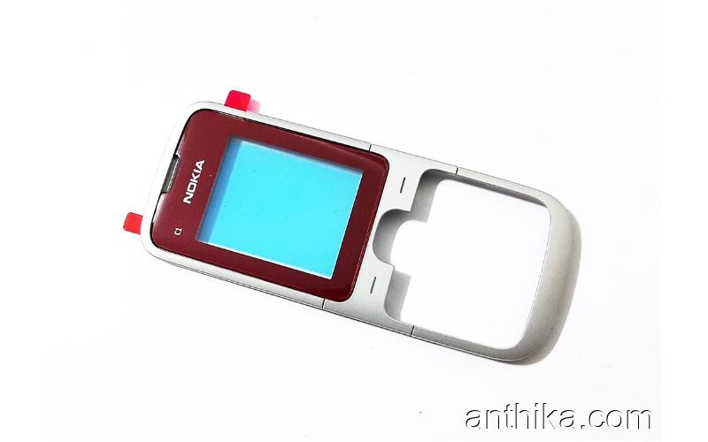 Nokia C1-01 Kapak Original Front Cover Silver Red New