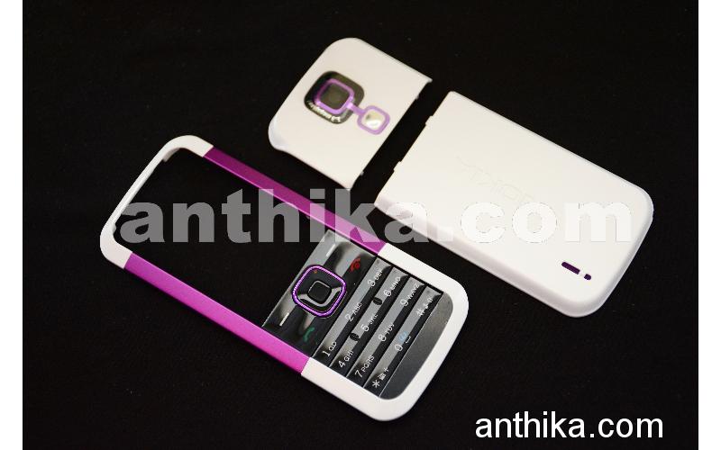 Nokia 5000 Kapak Tuş Original Xpress on Cover Keypad White Purple New