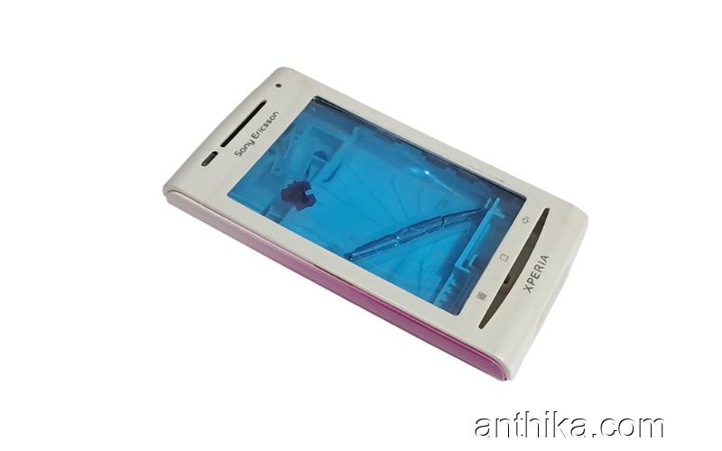 Sony Xperia E15i X8 Kapak Kasa Tuş Full Cover White Pink New