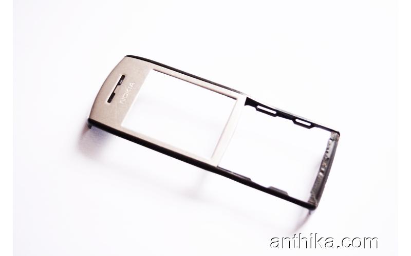 Nokia E50 Kapak Original Front Cover Black Silver Used