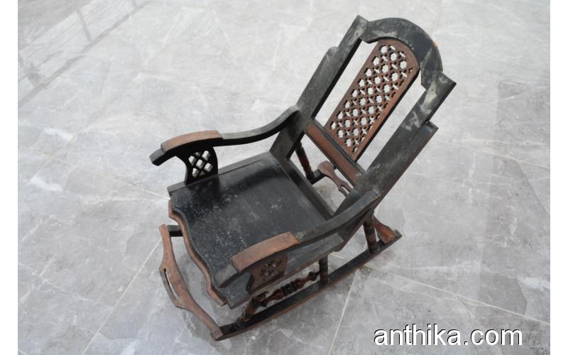 Antika Sallanan Sandalye Meşe Ağacı Çocuk için Sallanan Sandalye