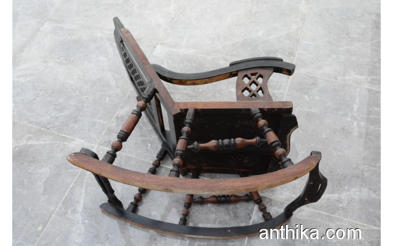 Antika Sallanan Sandalye Meşe Ağacı Çocuk için Sallanan Sandalye
