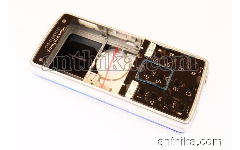 Sony Ericsson K850 Kapak Kasa Tuş High Quality Full Housing Silver Blue