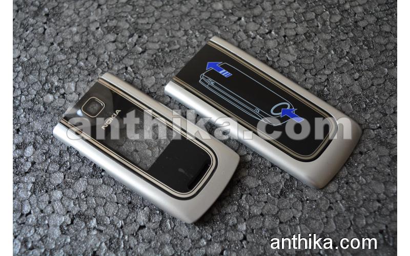 Nokia 6555 Fold Kapak Original Front and Battery Cover Silver New