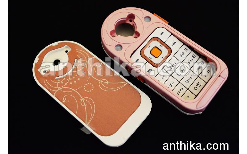 Nokia 7370 Kasa Tuş Original Middle Cover Keypad Chreme Pink New