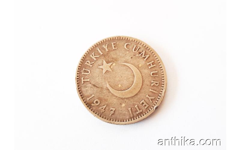 Türkiye Cumhuriyeti TC 1947 Gümüş 1 Lira Bir Lira