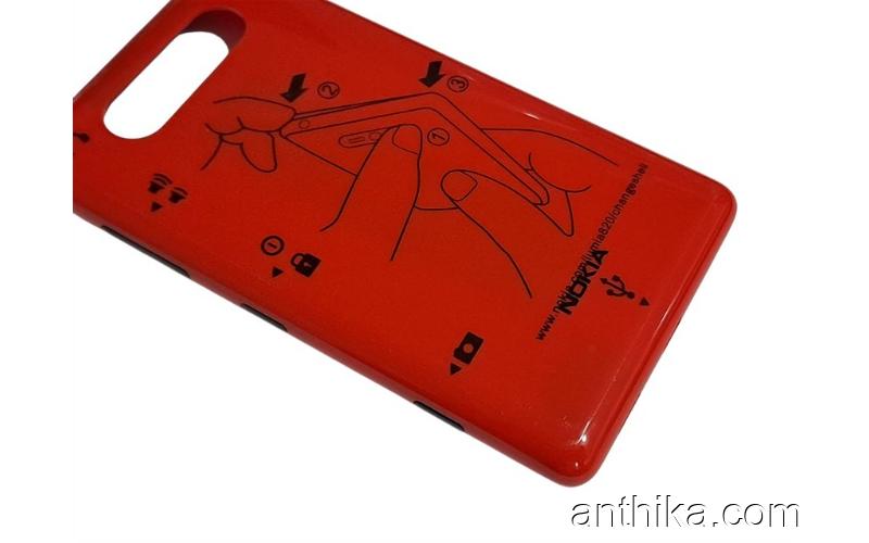 Nokia Lumia 820 N820 Kapak NFC Anten Original Battery Cover Red New