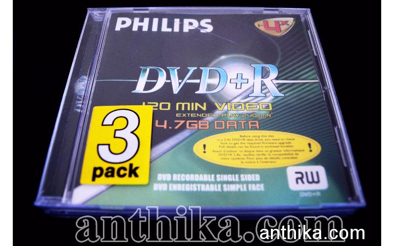 Philips DVD+R 4.7 GB Boş CD DVD CD 3 Adet Tek Pakette