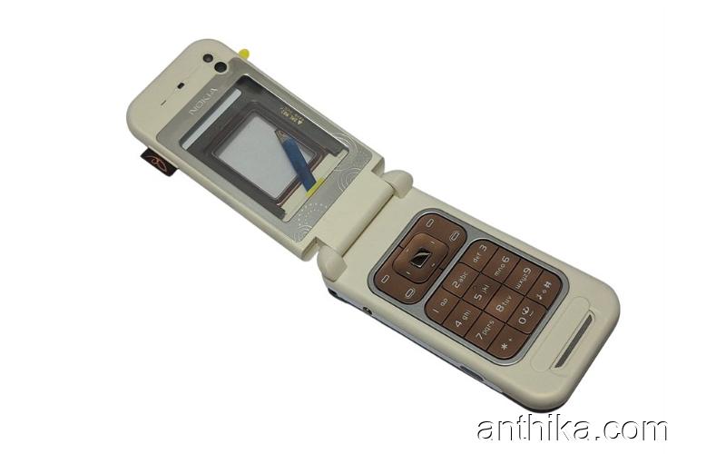 Nokia 7390 Kapak Kasa Tuş Flex Original Full Housing Chreme Brown New