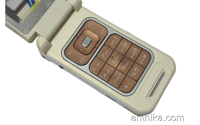 Nokia 7390 Kapak Kasa Tuş Flex Original Full Housing Chreme Brown New