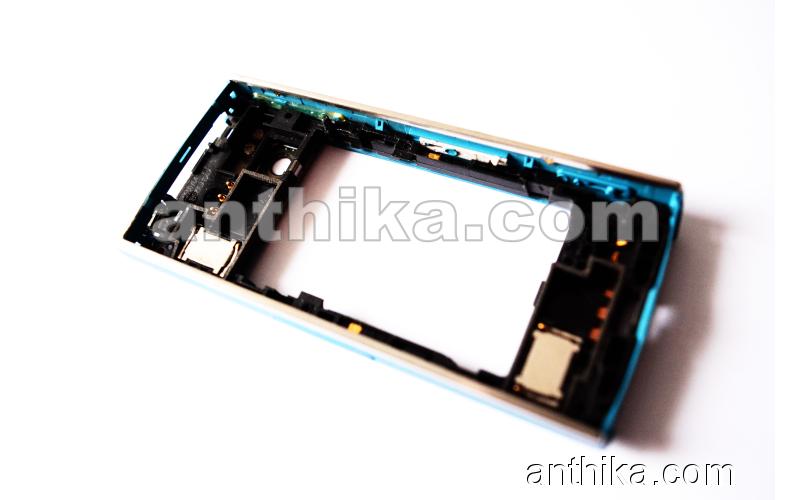 Nokia X6 X6-00 Kapak Kasa Original Middle Cover Middle Frame Blue Used