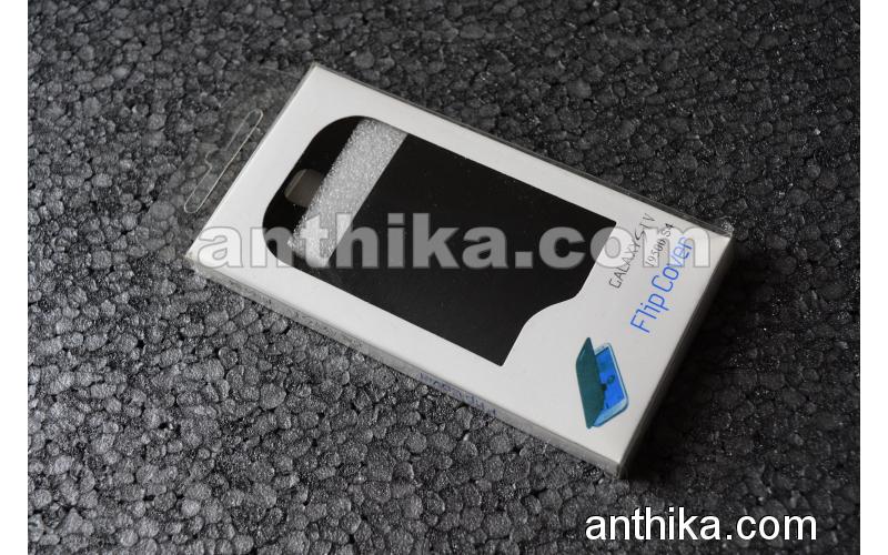 Samsung Galaxy S4 i9500 Kapak Pencereli Kılıf Original Flip Cover Black