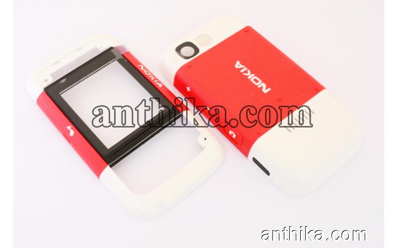 Nokia 5200 Kapak Original Xpress On Cover White Red New
