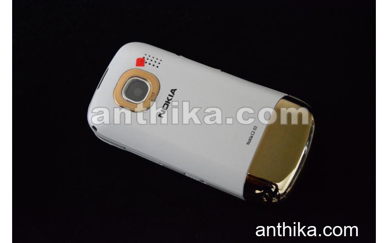 Nokia C2-03 Kapak Kasa Tuş High Quality Full Housing White Gold New