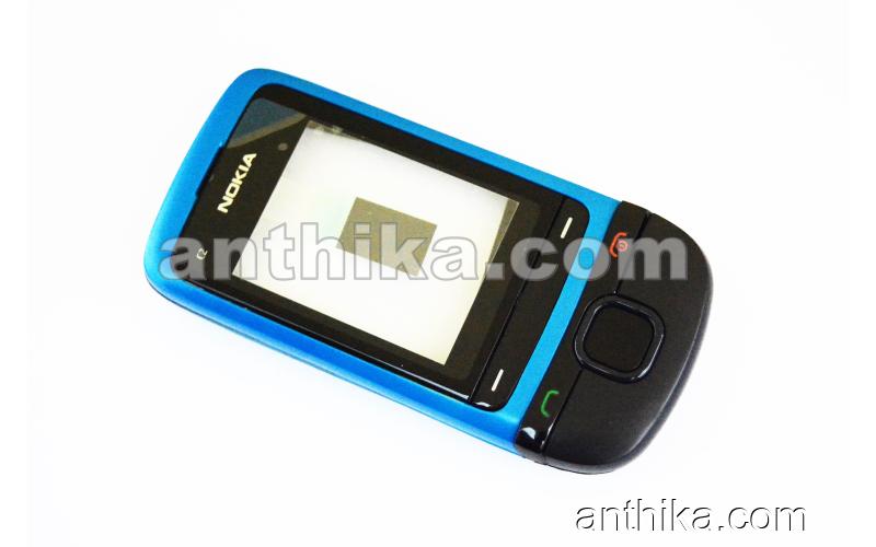 Nokia C2-05 Kapak Kasa Tuş High Quality Full Housing Blue New