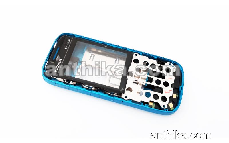 Nokia 5130 Kasa Tuş Lens Original Middle Cover Keypad Lcd Frame Blue