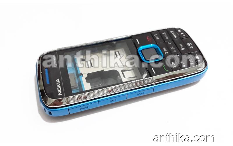 Nokia 5130 Kapak Kasa Tuş Original Middle Cover High Quality Cover Blue