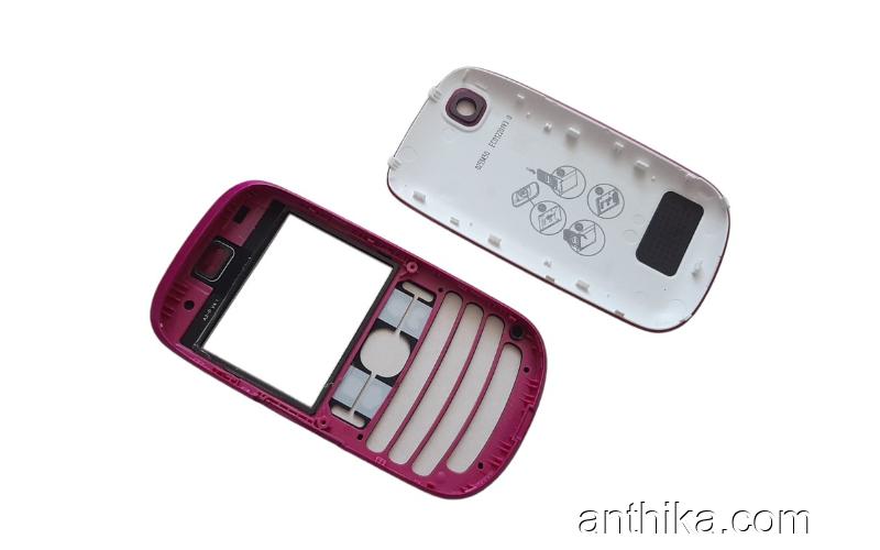 Nokia 201 N201 Asha 201Kapak Set Original Front and Battery Cover Pink