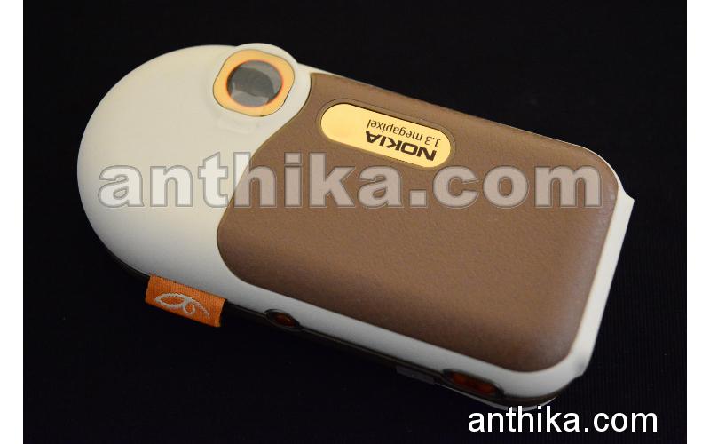 Nokia 7370 Kapak Kasa Tuş Original Middle Cover Keypad Chreme Brown New