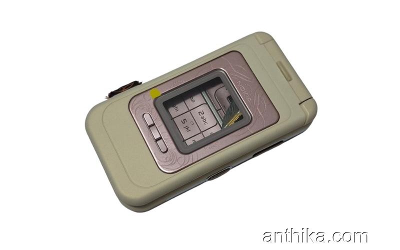 Nokia 7390 Kapak Kasa Tuş Flex Original Full Housing Chreme Pink New