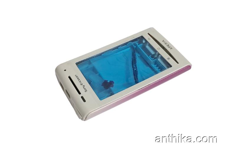 Sony Xperia E15i X8 Kapak Kasa Tuş Full Cover White Pink New