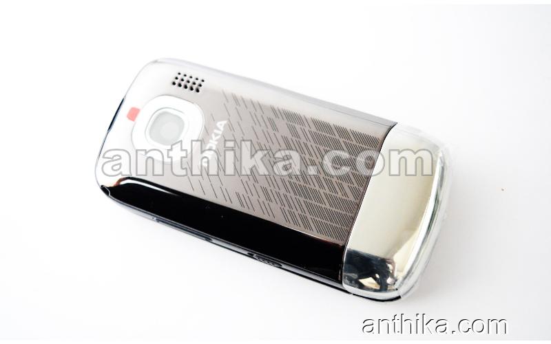 Nokia C2-06 Kapak Kasa Tuş High Quality Full Housing Silver New