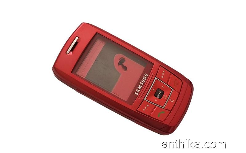 Samsung E250 Kapak Kasa Tuş Original Full Housing Red New