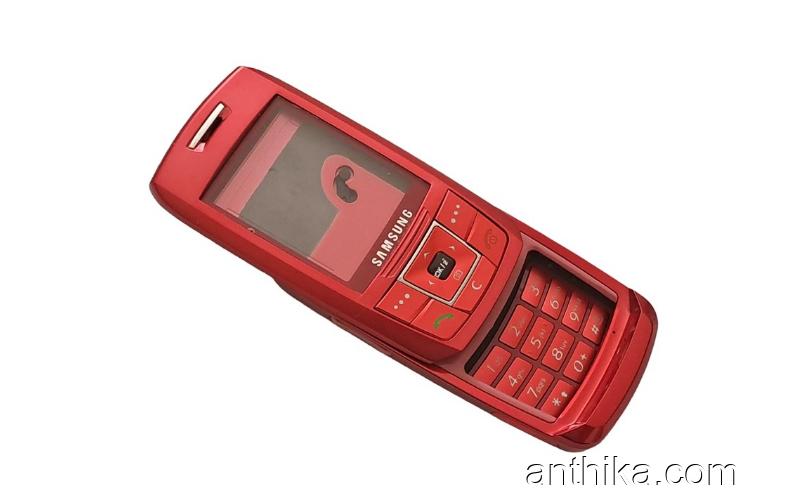 Samsung E250 Kapak Kasa Tuş Original Full Housing Red New