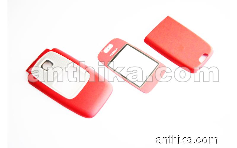 Nokia 6103 Kapak Lens Set Original Front and Battery Cover Glass Red New