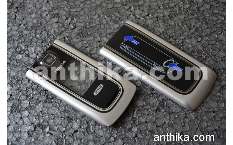 Nokia 6555 Fold Kapak Original Front and Battery Cover Silver Tim New