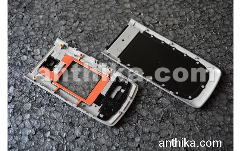 Nokia 6555 Fold Kapak Original Front and Battery Cover Silver Tim New