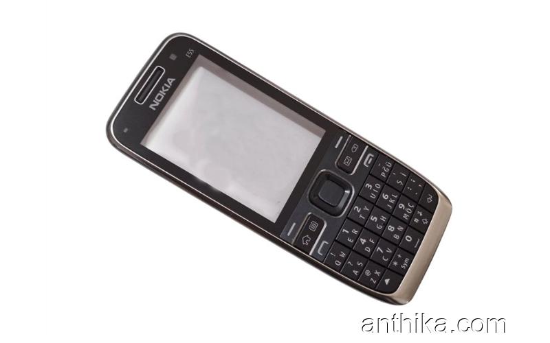 Nokia E55 Kapak Tuş Original Front Cover and Keypad Black Used