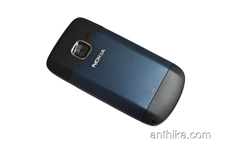 Nokia C3 C3-00 Kapak Kasa Tuş Original Full Housing Navy Blue New